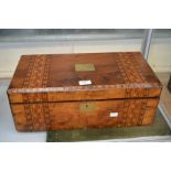 Writing box with inlaid decoration complete with key