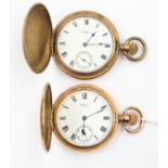 A pair of gold plated watches, Waltham, USA