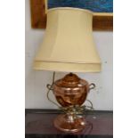 **AWAY** A copper saliva converted into a table lamp, wired, with shade