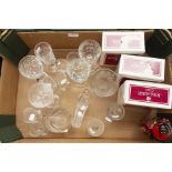 **AWAY** A Murano glass dog, Royal Brierley cut glass, Royal Albert crystal wine glasses, 3 x pairs,