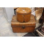 An early 20th century metal trunk  together with a metal hat box