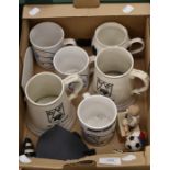 Collection of Derby County mugs from the Baseball Ground days with other Derby related items