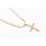 A 9ct gold crucifix, size approx. 40mm x 20mm, inc bail, on a 9ct gold  flat link curb chain,