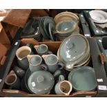 Two boxes of late 20th Century Denby glazed pottery dinnerware (Q)