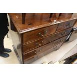 A George III mahogany chest of drawers, rectangular moulded top above two short drawers over three