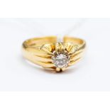 A diamond and 18ct gold gents ring, claw set, along with Independent diamond & G.R Laboratory