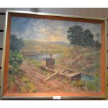 A 20th century oil on canvas by Ronald Thexton signed and certificate to verso, landscape of an