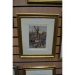 A pair of Henry Maurice Page watercolours, both signed, Moored Sailing Barge Sandwich Quay and