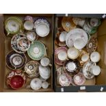 Collection of early to late 19th Century teacups and saucers, Royal Crown Derby, Spode, Copeland