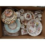 A collection of Royal Crown Derby fine bone china including Derby Posies; fruit bowl, box and cover,