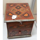 A Persian Gulf painted jewellery and dressing box with mirror within lid