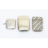 Three silver plated vesta cases