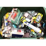 Two boxes of assorted boxed modern diecast vehicles to include various examples: Dinky, Corgi,