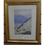 F Catano, 1880-1920, alpine views, a pair, watercolour, 24.5 x 17 cms approx, signed lower left,