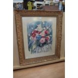 After J.D Van Caulaert, Bouquet of Flowers, coloured lithograph, 71 x 58 cms approx, signed in
