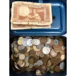 Metal box of UK and World Coins.
