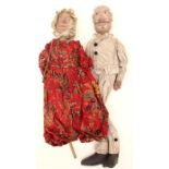 A pair of wooden puppets, possibly Punch and Judy A/F
