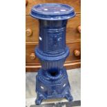 Cast iron stove with a Cobalt blue glaze