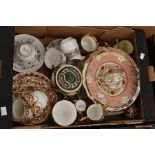 A collection of bone china including; Royal Crown Derby 1128 goblet, cup and saucer; Imari; an