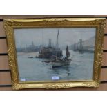 English School, early 20th Century, harbour scene, watercolour, 44.5 cms x 32 cms approx, unsigned