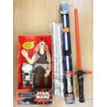 Star Wars talking Jar Jar Binks boxed, Ultimate FX Lightsaber with four other lightsabers, three