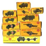 Dinky military vehicles including: 25 Pounder Field Gun Unit, 7.2 Howitzer (2), Ambulance (2),