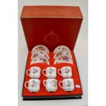 Royal crown Derby Posy pattern set of six coffee cups and saucers in original box