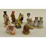 Group of ten Beswick and Royal Albert Beatrix Potter statues including Pickles, gold stamp