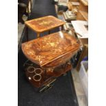 A reproduction mahogany veneered tea trolley; a similar side table (2)