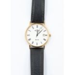 A 9ct gold Rotary gents  wristwatch, round white enamel dial, Roman numerals, dial diameter approx