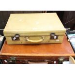 Two 1940's travel cases, leather