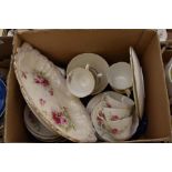 **AWAY** A late Victorian transfer printed tea set, comprising of a meat plate, eight cups and