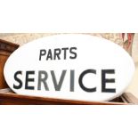 Vintage illuminated garage sign, Parts-Service, oval shaped, 38" x 20" approx, circa 1960