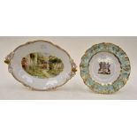 Royal Crown Derby hand painted dish of lovers leap Buxton by W.E.J Dean along with Royal Crown Derby