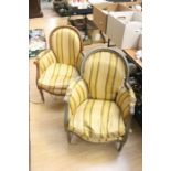 ***REOFFER IN NOV A&C 120/160*** A pair of French style boudoir chairs in need of reupholstering.
