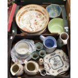 A collection of earthenware including Denby jug, Copeland wash basin, Satsuma style; a 1930's Empire