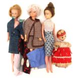 Palitoy Tressey Dolls (2) together with a Sindy clone doll and tinplate clockwork doll