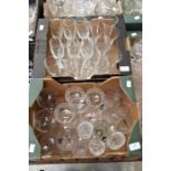 **AWAY** Two boxes of 20th Century glas, champagne glasses, cup and flute varieties (Q)