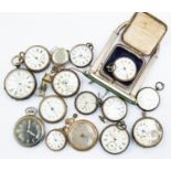 A collection of assorted pocket watches, to include silver and continental silver versions along