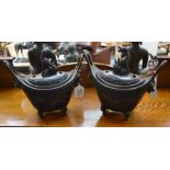 **REOFFER IN A&C NOV £60-£80** A pair of Chinese Bronze incense burners. Aprrox 21cm x 23cm. No