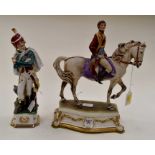 Two Capodimonte figures, one Wellington on horseback and Irish ground