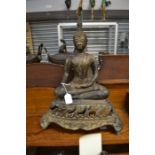 ** COLLECTED 25/10/19 BJ  **A seated Buddhist figure, approx 41 cms in height, bronze finish