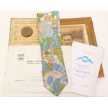 Brian Clough signed tie, soil from the BBG Centre Circle, carrier bag, FA Cup brochure, Willie Steel
