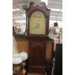 19th Century mahogany longcase clock by Thomas Mawkes in Derby with hand painted dial