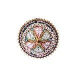 A 19th century Italian micromosaic hat pin, approx 3cm diam, approx 30cm long