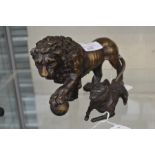 A 19th Century bronze American bulldog with Washington shield, underside J.B 14-39 together with a