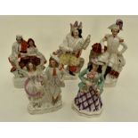 A collection of five 19th Century Staffordshire large flatback figures including; EM Napoleon;