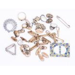 Assorted cuff links, some gold metal fronted, watch chain etc parcel lot
