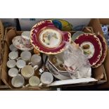 A collection of ceramics including Royal Grafton Indian Tree coffee cans and saucers; a Wedgwood