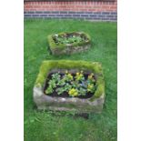 Four similar Victorian stone garden troughs, circa 1860-1890. (4)